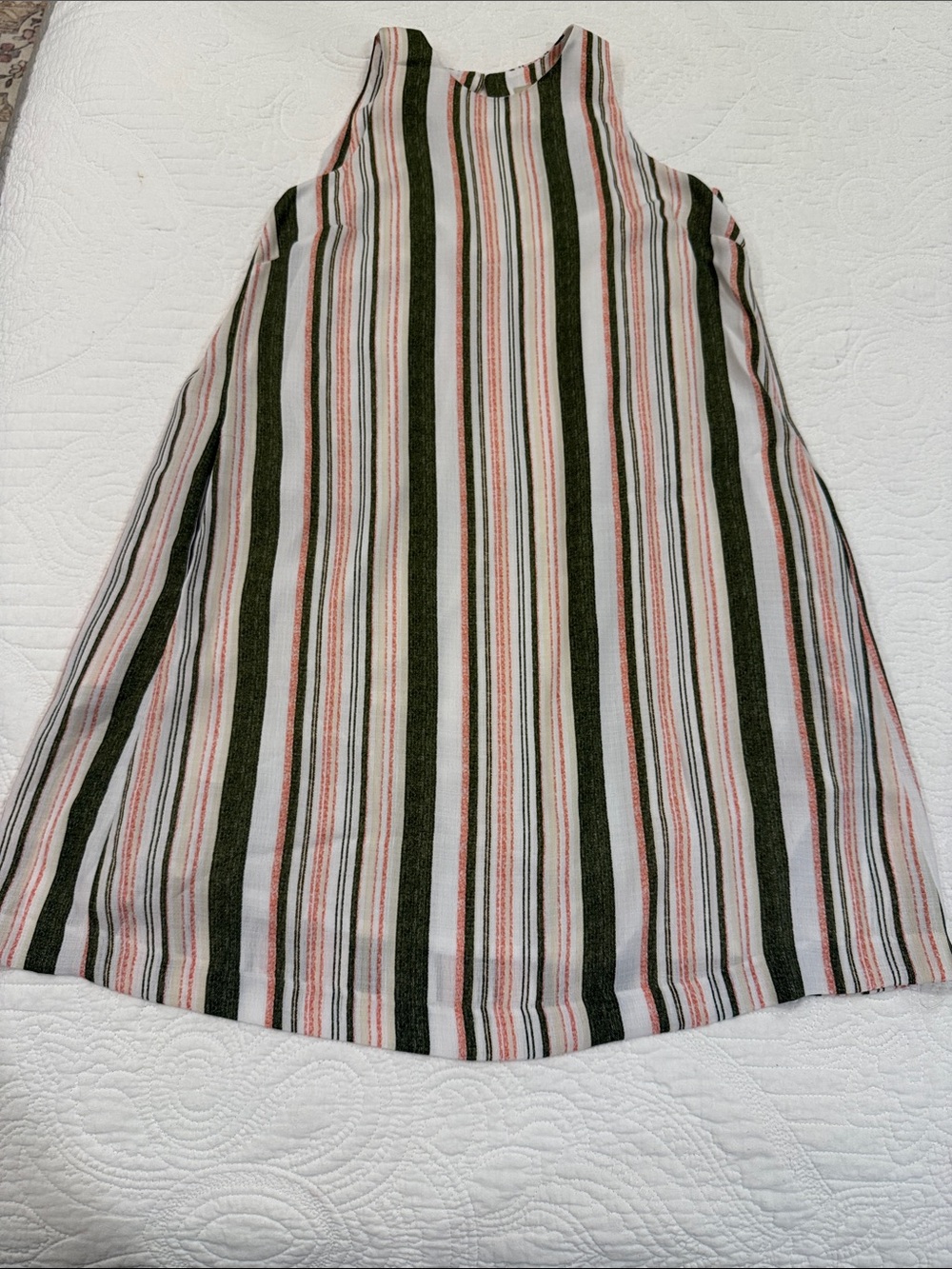 Daniel Cremieux Striped A-Line Skirt — Olive, Pink & White